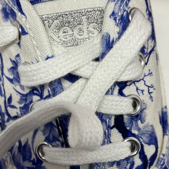Keds Women’s White/Blue Floral Sneakers WF63485 –  Canvas Lace Up Sneakers 7.5M - Picture 6 of 11